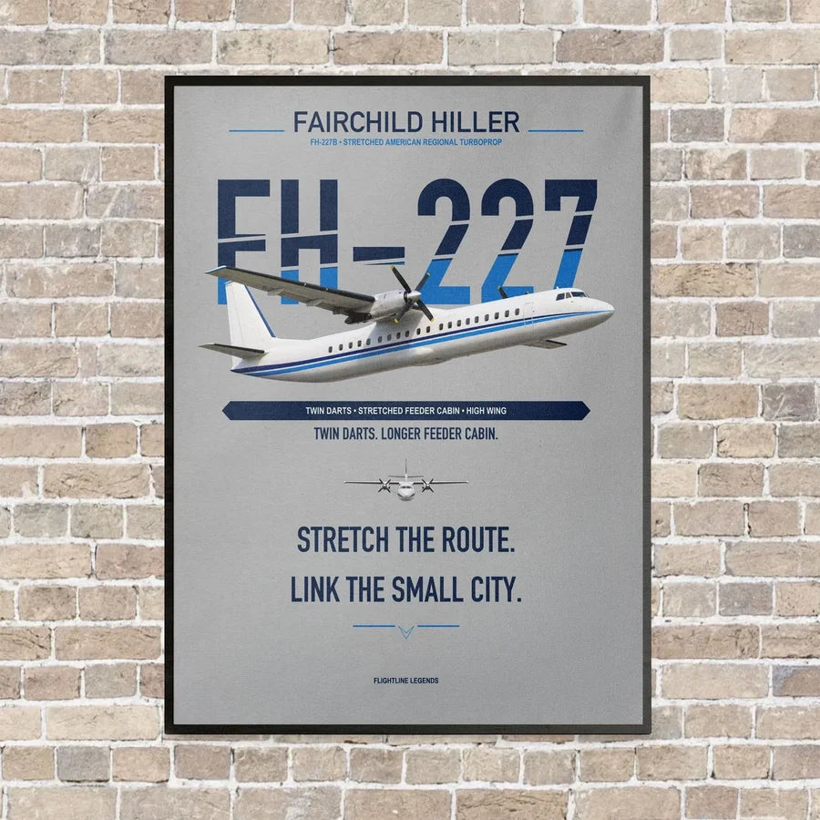 Fairchild Hiller FH-227B vertical canvas print - framed - light gray background