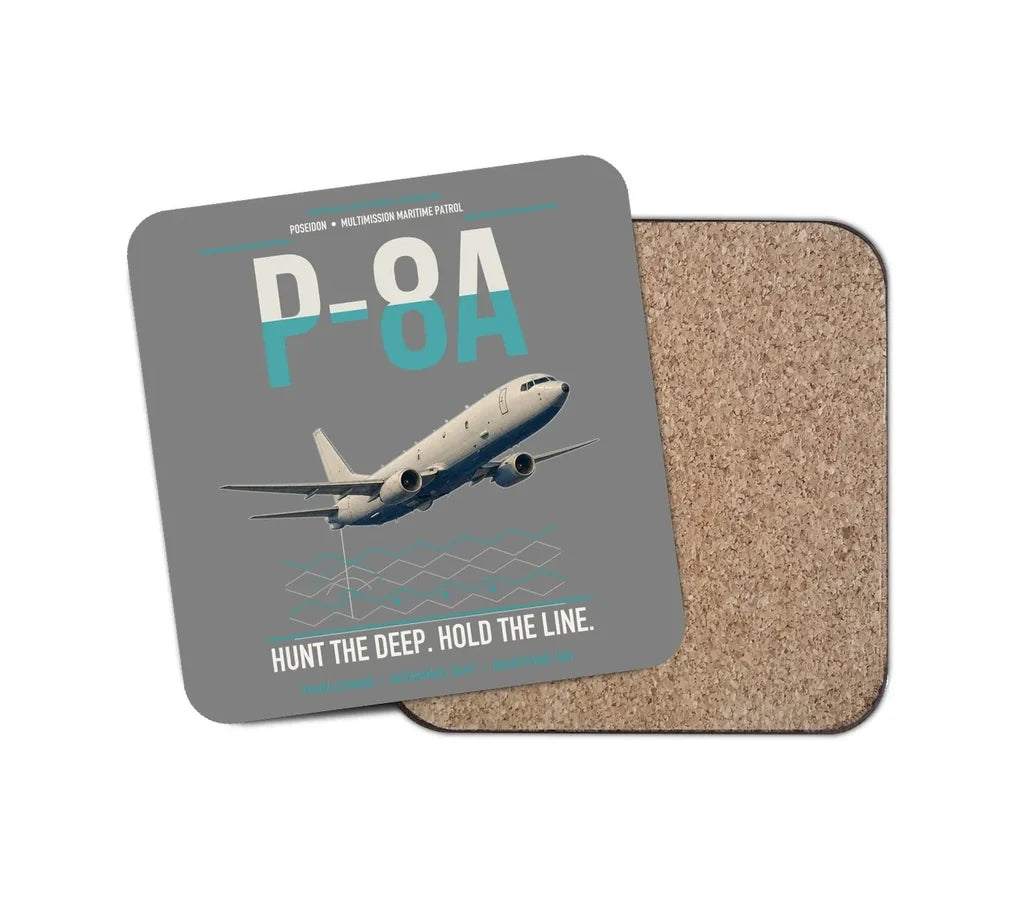 P-8A Poseidon design on gray 1 piece coaster