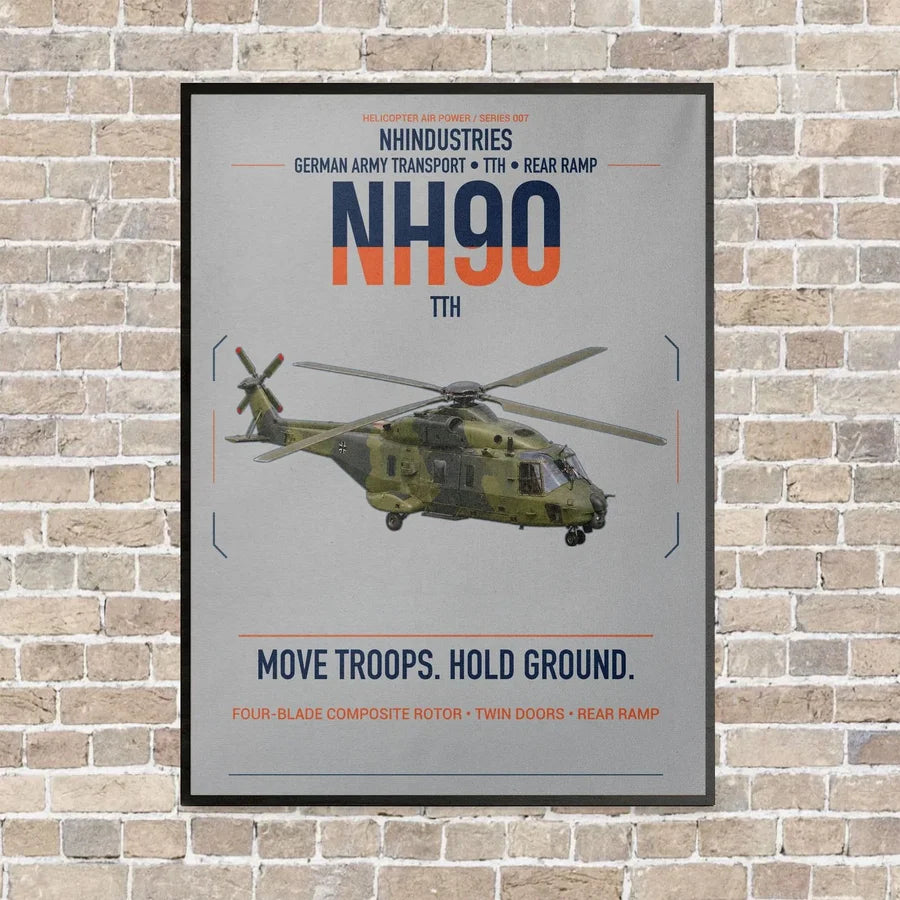 NHIndustries NH90 TTH vertical canvas print - framed - light gray background