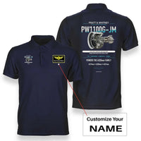 Thumbnail for PW1100G-JM design on navy blue polo with custom name badge