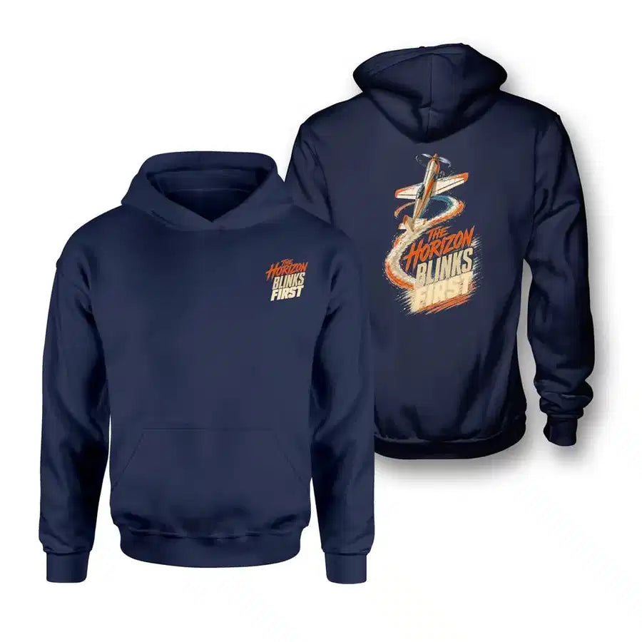 SIGNAL 659 - The Horizon Blinks First - Double-Side Hoodie design on navy blue double side hoodie