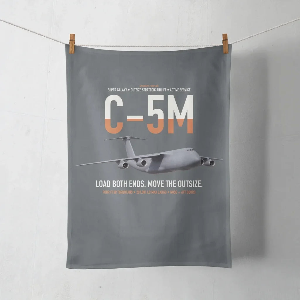 C-5M Super Galaxy design on gray towel
