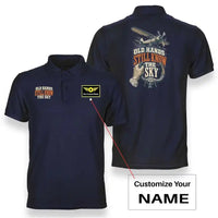 Thumbnail for SIGNAL 632 - Old Hands Still Know The Sky - Double-Side Polo design on navy blue double side polo with custom name badge