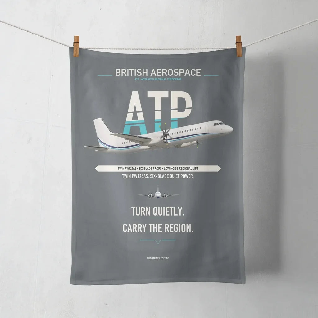 British Aerospace ATP design on gray towel