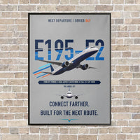 Thumbnail for Embraer E195-E2 vertical canvas print - framed - light gray background