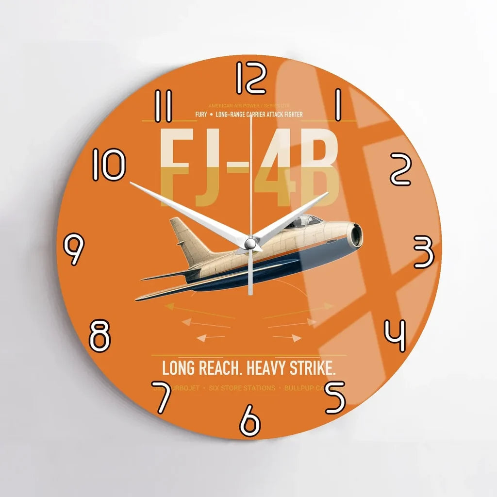 FJ-4B Fury design on orange no frame wall clock