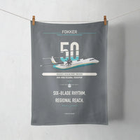 Thumbnail for Fokker 50 design on gray towel