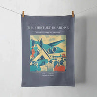 Thumbnail for VINTAGE G4228 - The First Jet Boarding - Designed Towels design on navyblue