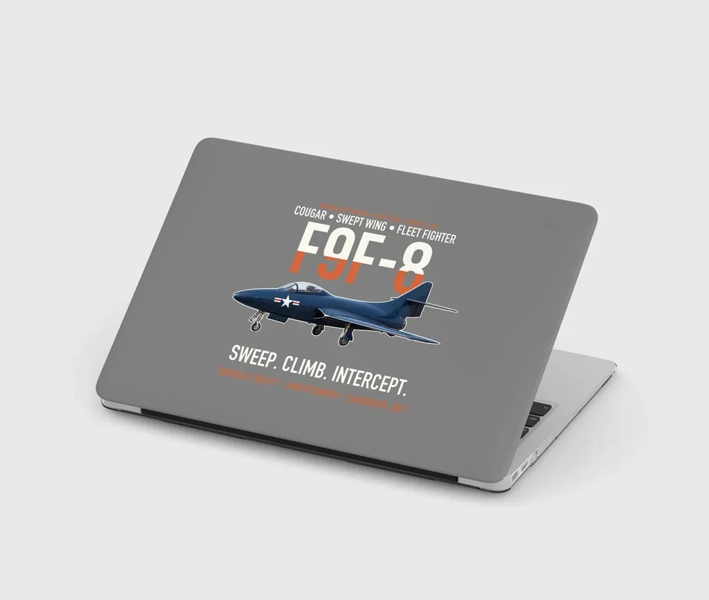F9F-8 Cougar Swept Wing Carrier Fighter design on gray MacBook case