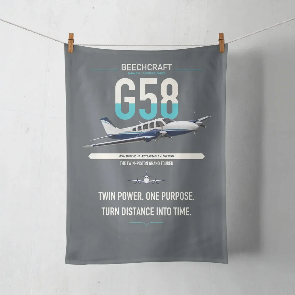 Beechcraft Baron G58 design on gray towel