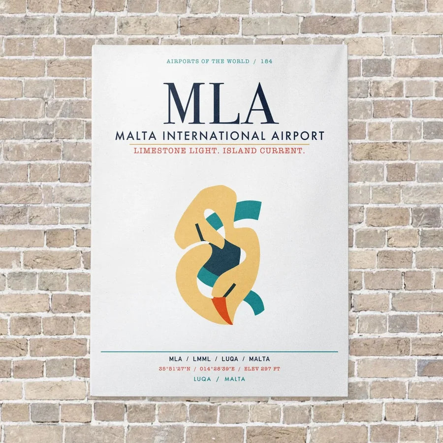 Malta International Airport MLA vertical canvas print - no frame - white background