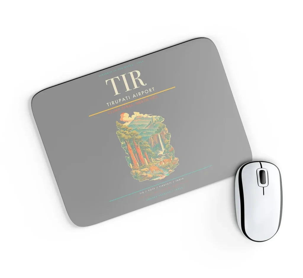 Tirupati Airport (TIR) design on gray rectangle mouse pad