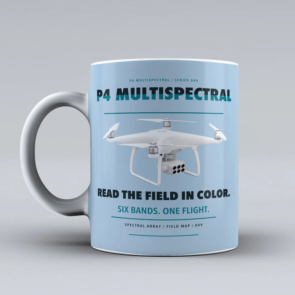 P4 Multispectral Mug design on light blue dji
