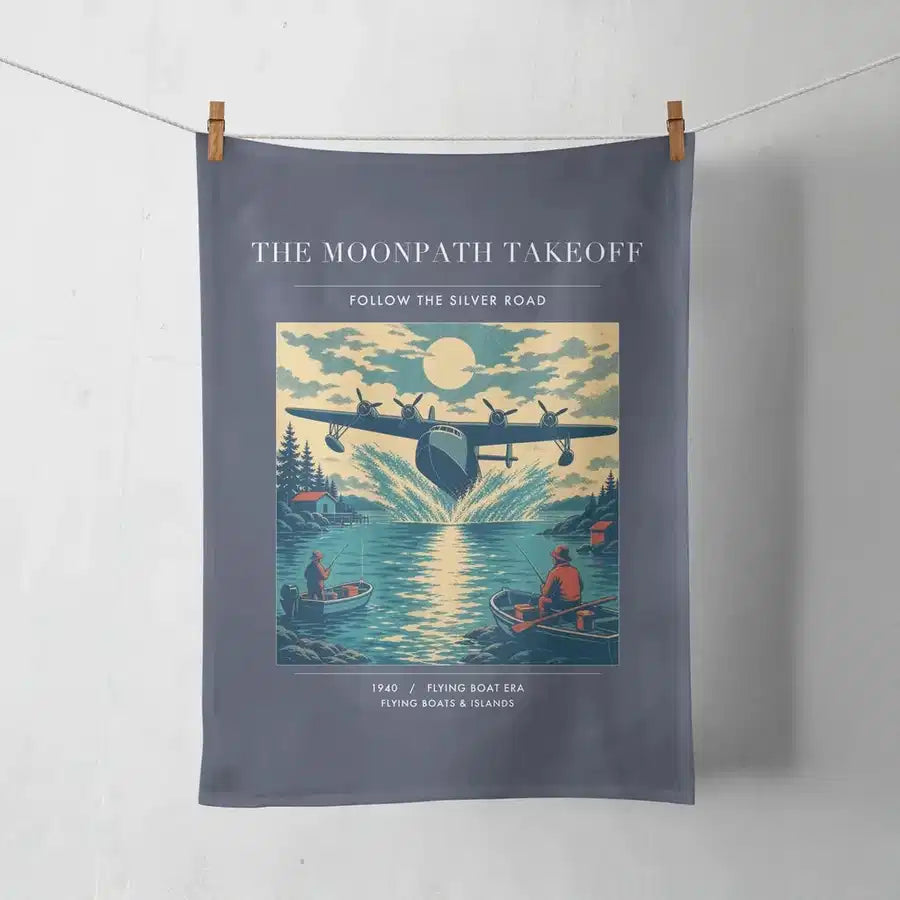 VINTAGE G4441 - The Moonpath Takeoff - Designed Towels design on navyblue