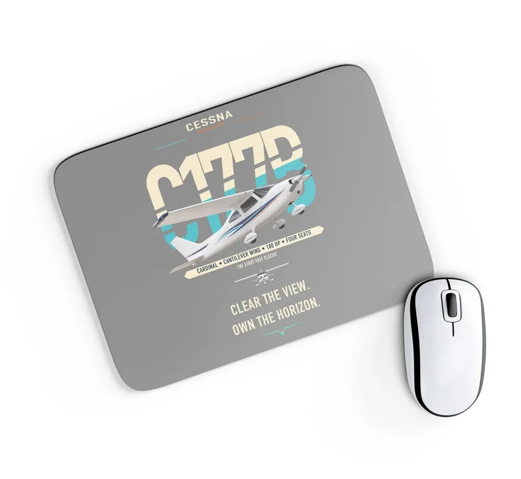 Cessna 177B Cardinal design on gray rectangle mouse pad