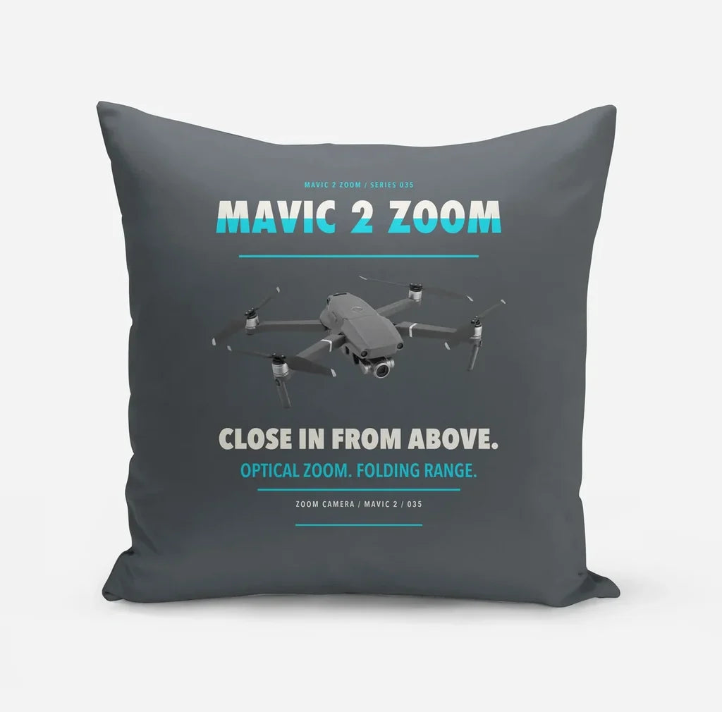 DJI Mavic 2 Zoom design on gray pillow