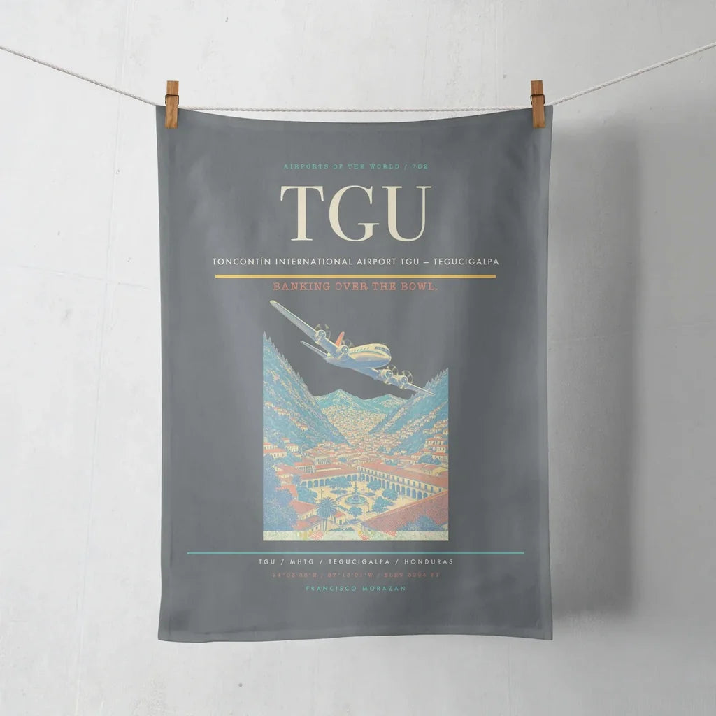 Toncontín International Airport (TGU) design on gray towel