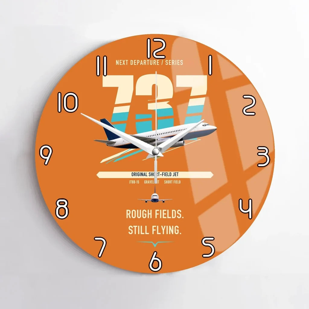 Boeing 737-200 design on orange no frame wall clock