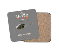 Thumbnail for Bell H-13G Sioux design on gray 1 piece coaster
