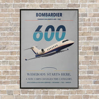 Thumbnail for Bombardier Challenger 600 vertical canvas print - framed - light gray background