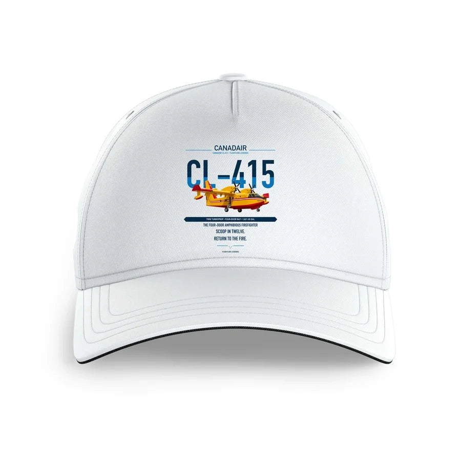 Canadair CL-415 design on white printed hat
