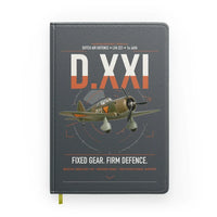Thumbnail for Fokker D.XXI — Dutch LVA aircraft 221 design on gray notebook