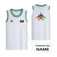 Thumbnail for Colourful 3 Airplanes Designed Basketball Style Sports Tank Tops - view 11