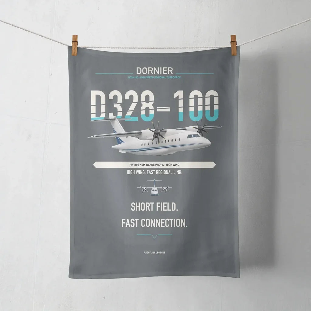 Dornier D328-100 design on gray towel