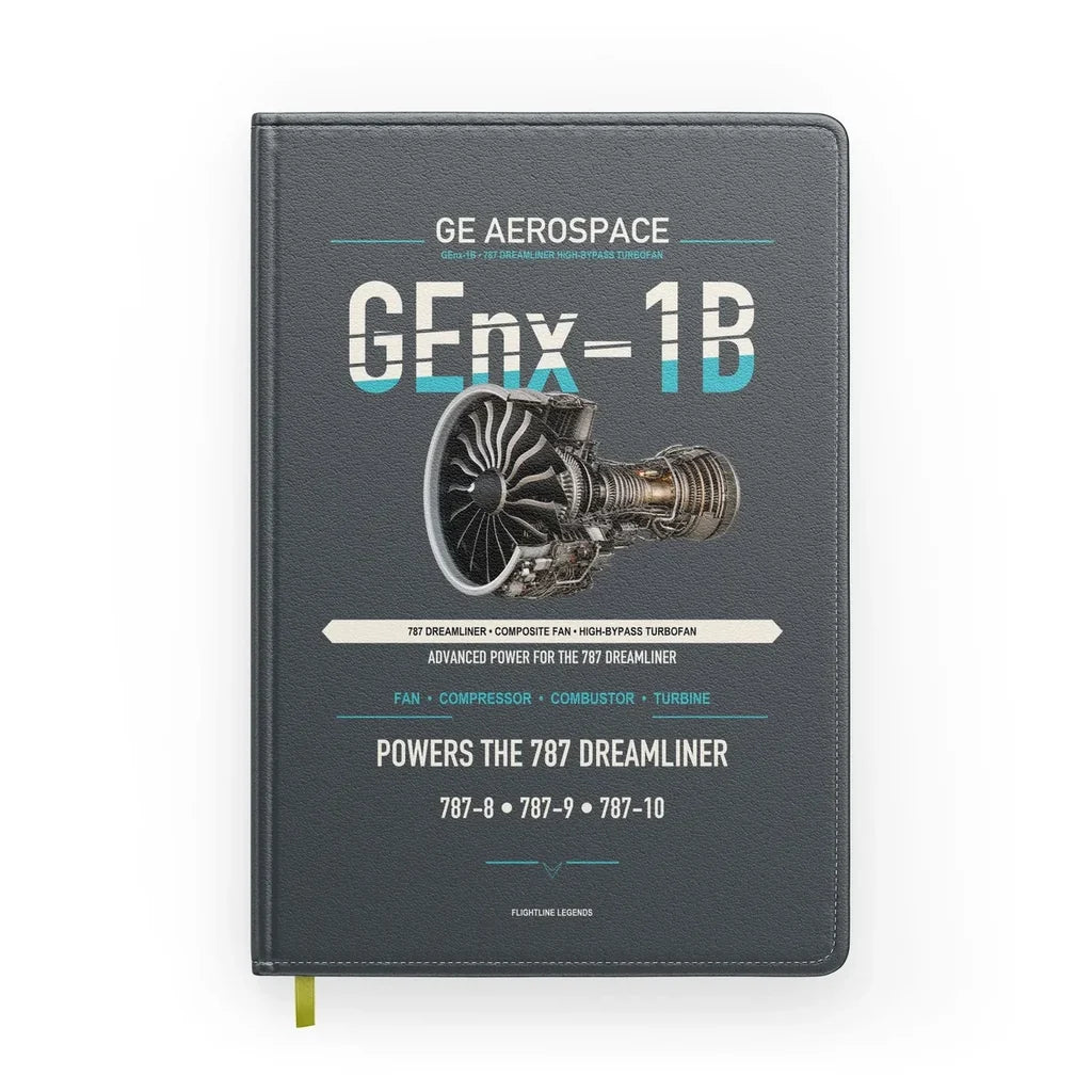 GEnx-1B design on gray notebook