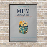 Thumbnail for Frederick W. Smith International Airport Memphis MEM vertical canvas print - framed - light gray background