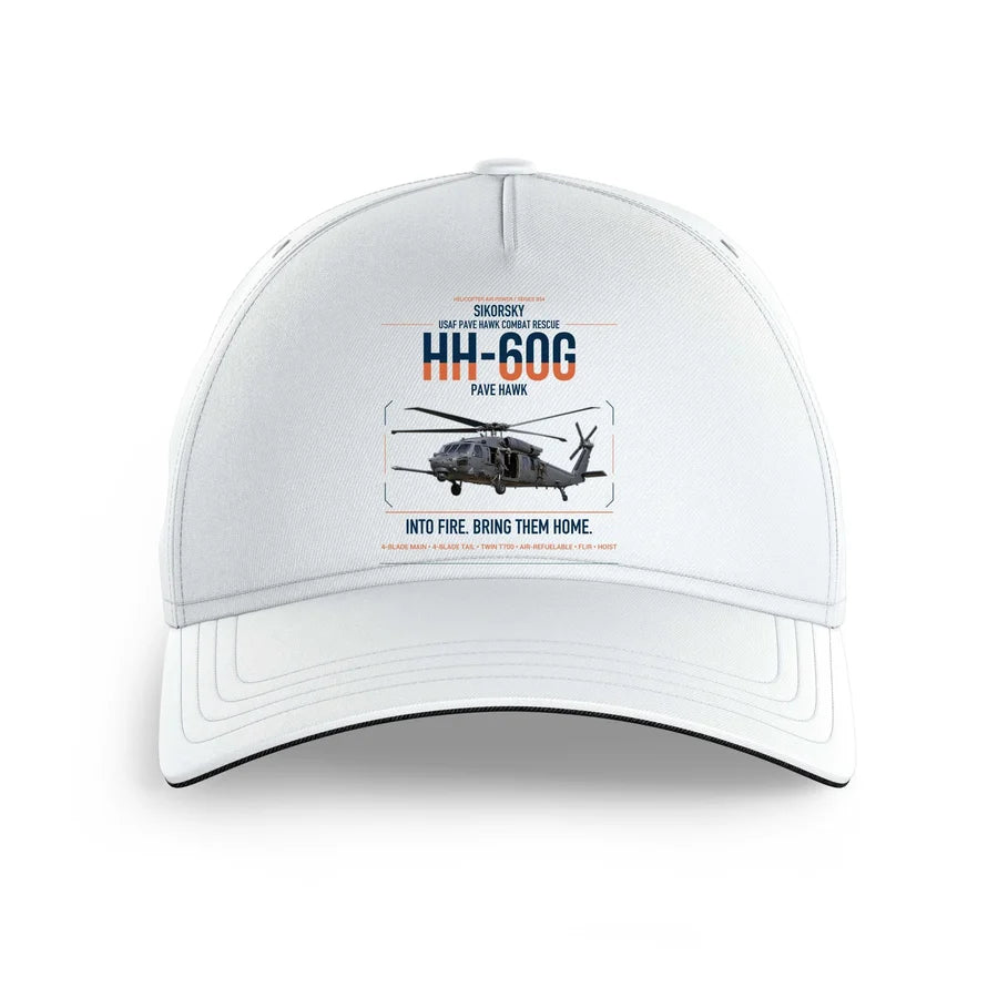 Sikorsky HH-60G Pave Hawk design on white printed hat