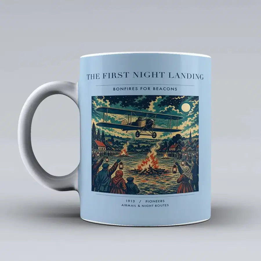 VINTAGE G4327 - The First Night Landing - Ceramic Mug design on lightblue