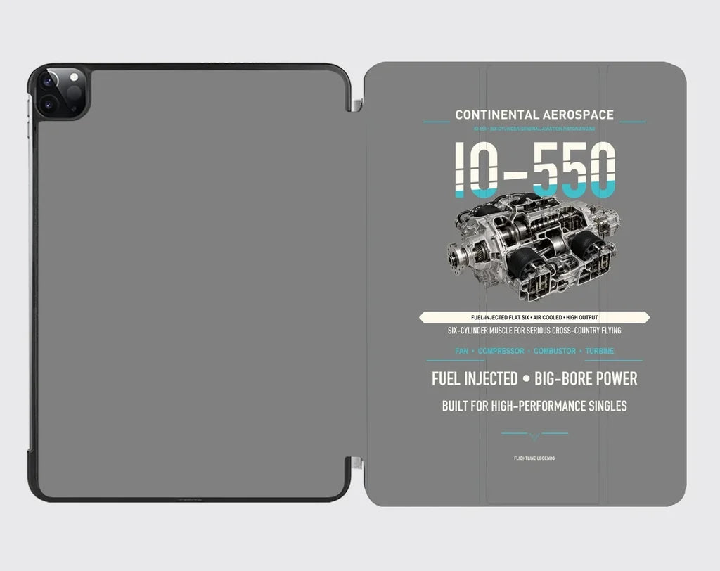 IO-550 design on gray ipad tablet case