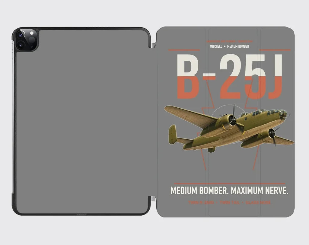 B-25J Mitchell design on gray ipad tablet case
