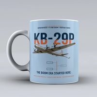 Thumbnail for KB-29P SUPERFORTRESS design on light blue ceramic mug, double-side print