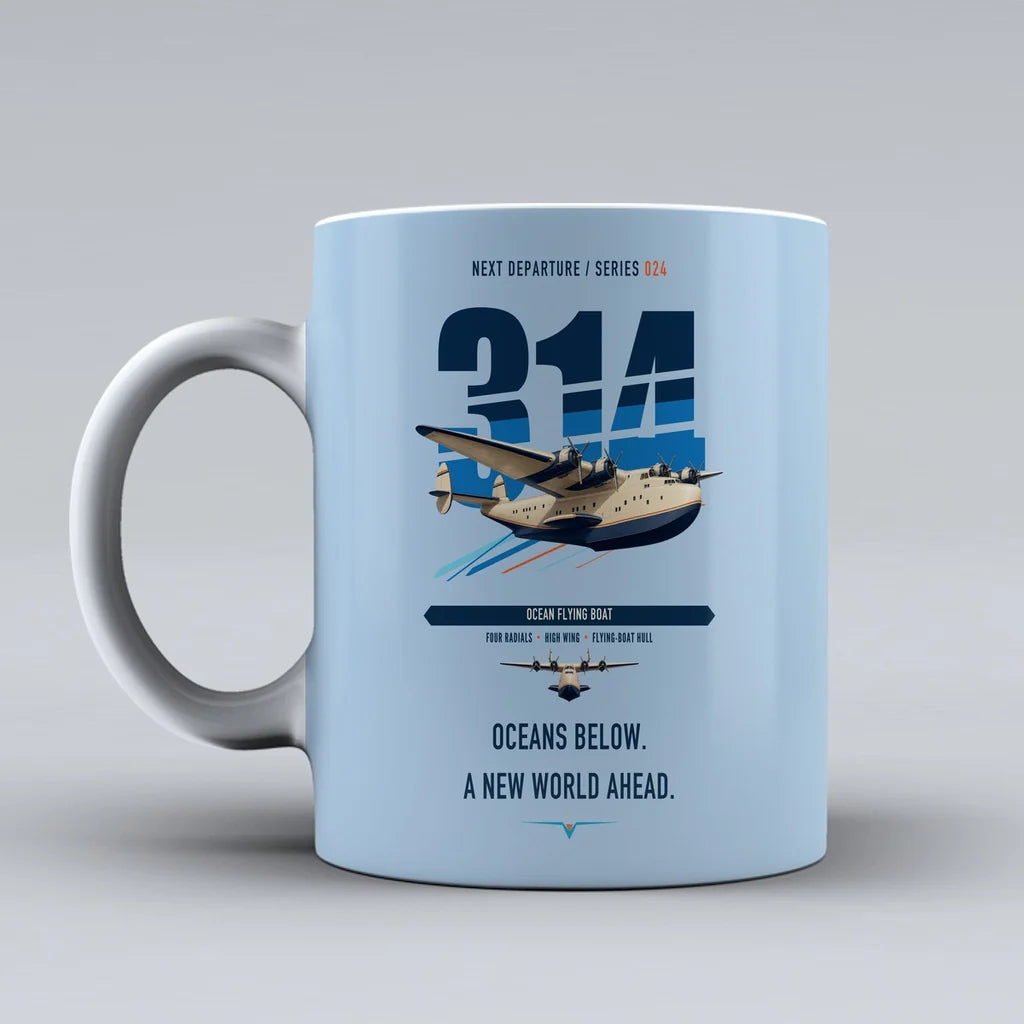 Boeing 314 Clipper double-side print on light blue ceramic mug
