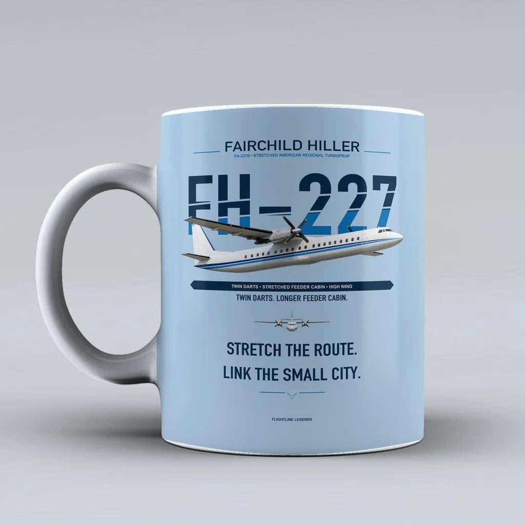 Hiller FH-227B Mug design on light blue fairchild