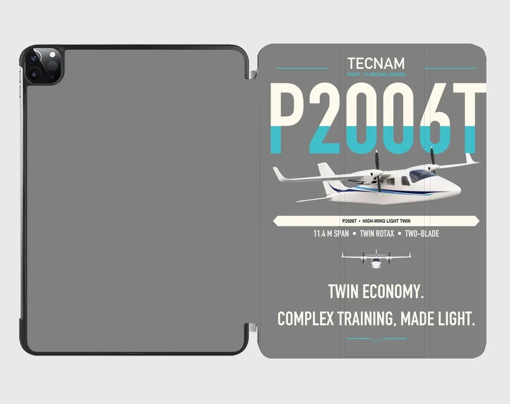 Tecnam P2006T design on gray ipad tablet case