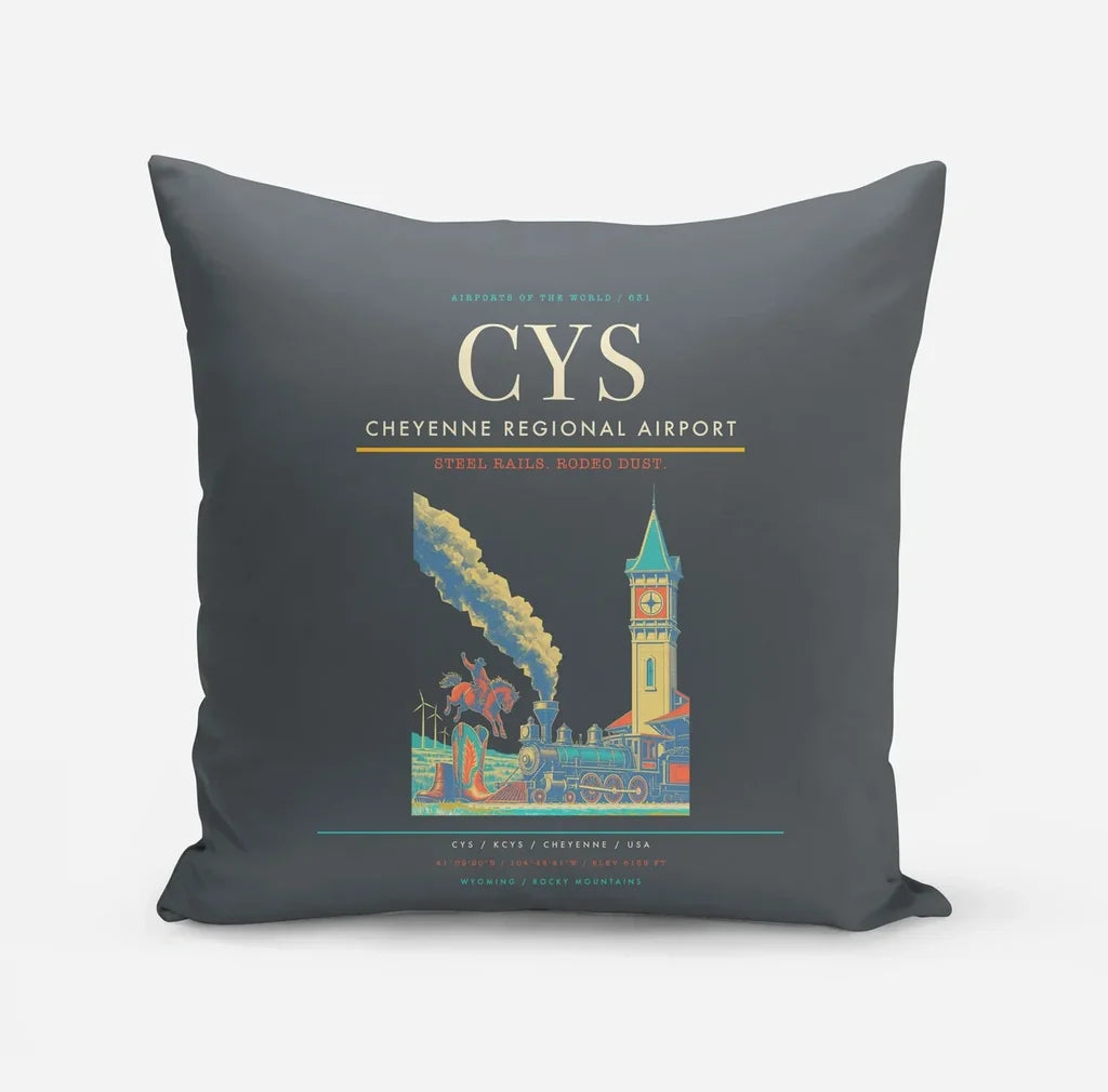 Cheyenne Regional Airport (CYS) design on gray pillow
