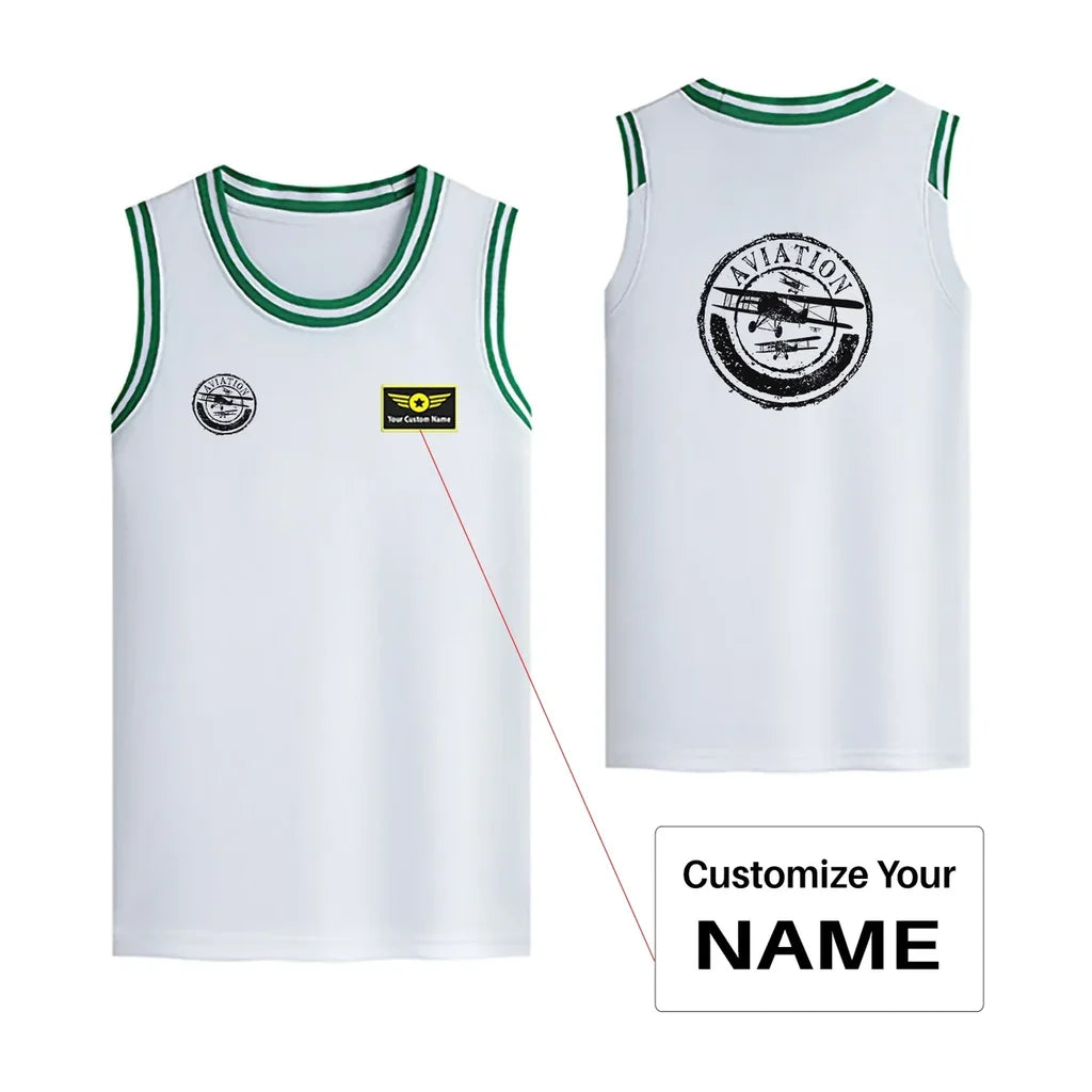 Aviation Lovers Designed Basketball Style Sports Tank Tops - view 11