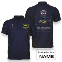 Thumbnail for Robinson R66 design on navy blue+name double-side polo t-shirt, double-side print