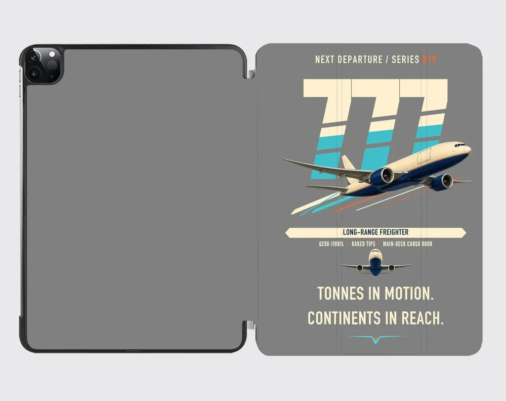 Boeing 777F design on gray ipad tablet case