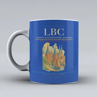 Thumbnail for Lübeck Blankensee Airport (LBC) airport code design on blue ceramic mug