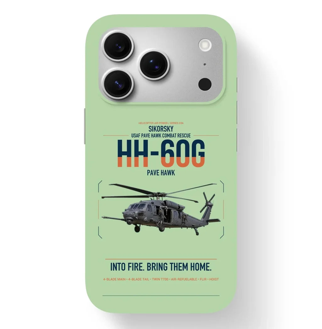 Sikorsky HH-60G Pave Hawk design on light green magsafe iphone case, for iPhone 17 Pro