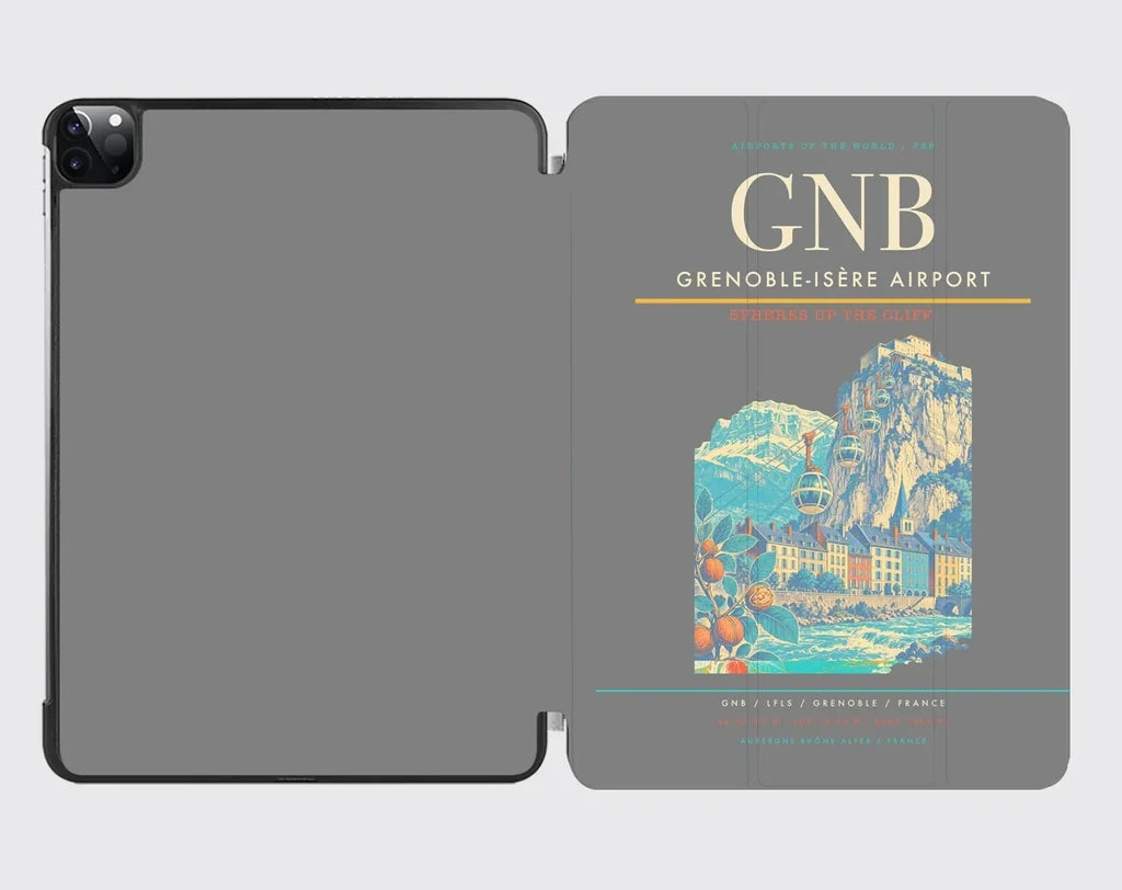 Grenoble-Isère Airport (GNB) design on gray ipad tablet case