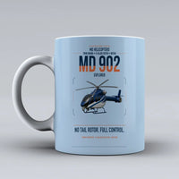 Thumbnail for MD Helicopters MD 902 Explorer design on light blue ceramic mug, double-side print