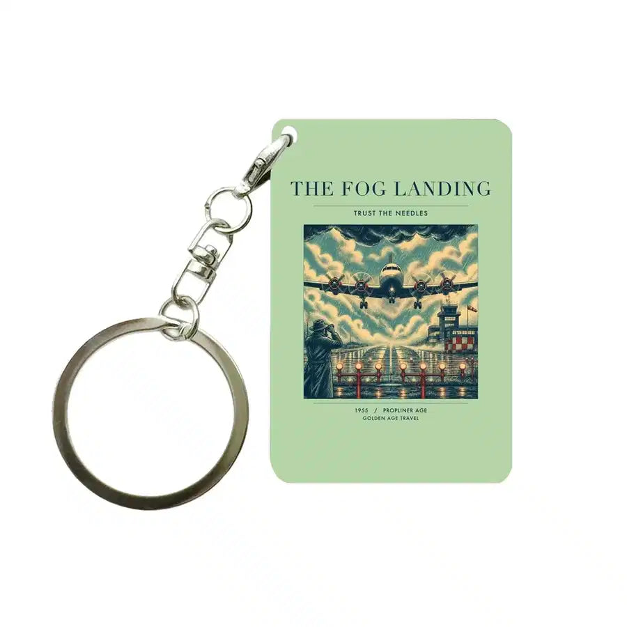 VINTAGE G4095 - The Fog Landing - Designed Key Chain design on lightgreen