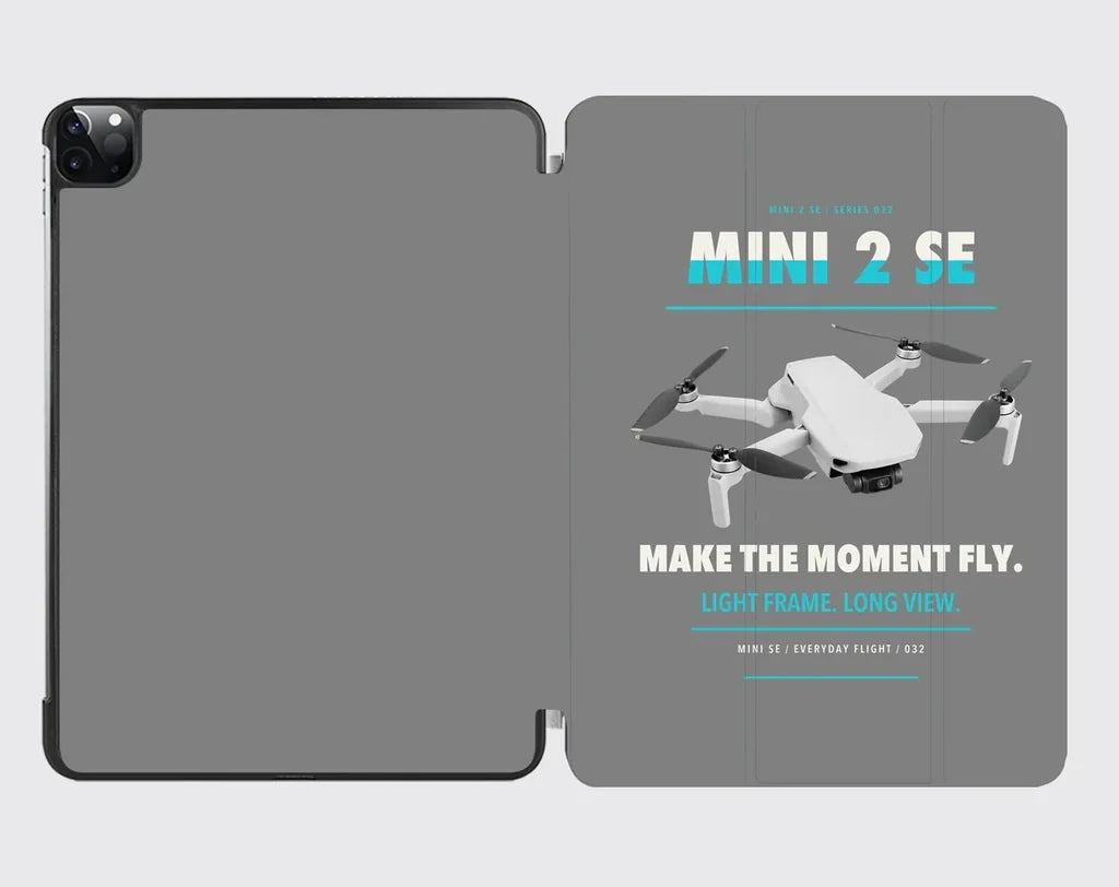 DJI Mini 2 SE design on gray ipad tablet case