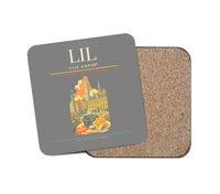 Thumbnail for Lille Airport (LIL) design on gray 1 piece coaster