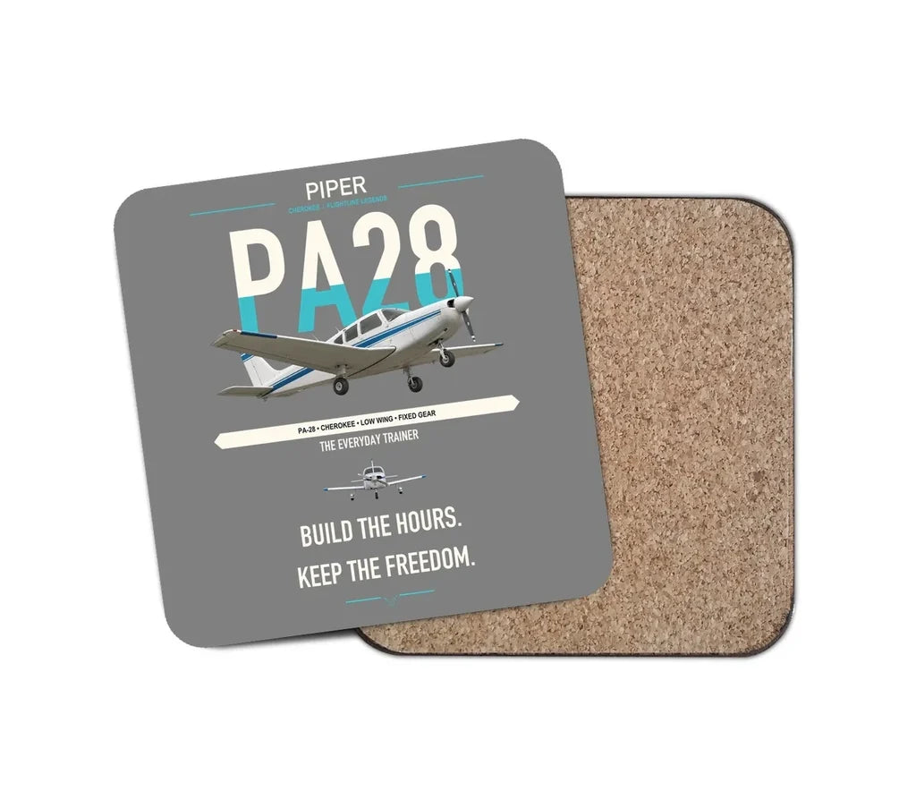 Piper PA-28 Cherokee design on gray 1 piece coaster